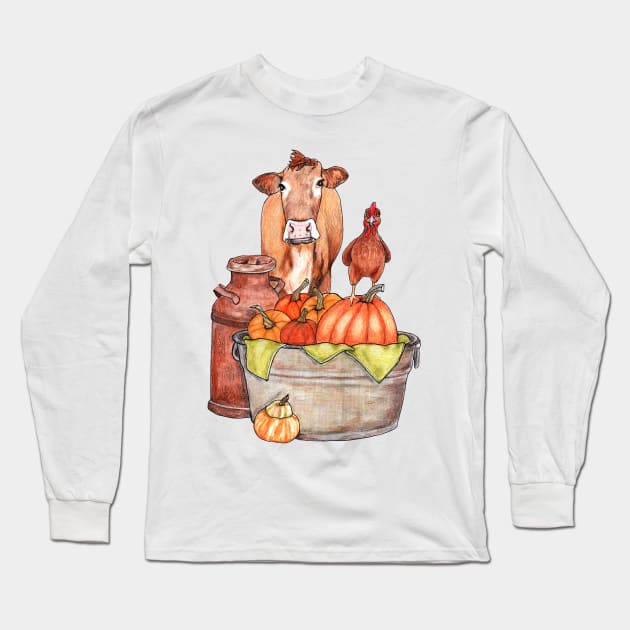 Pumpkin Pie Fixins Long Sleeve T-Shirt by Julie Townsend Studio